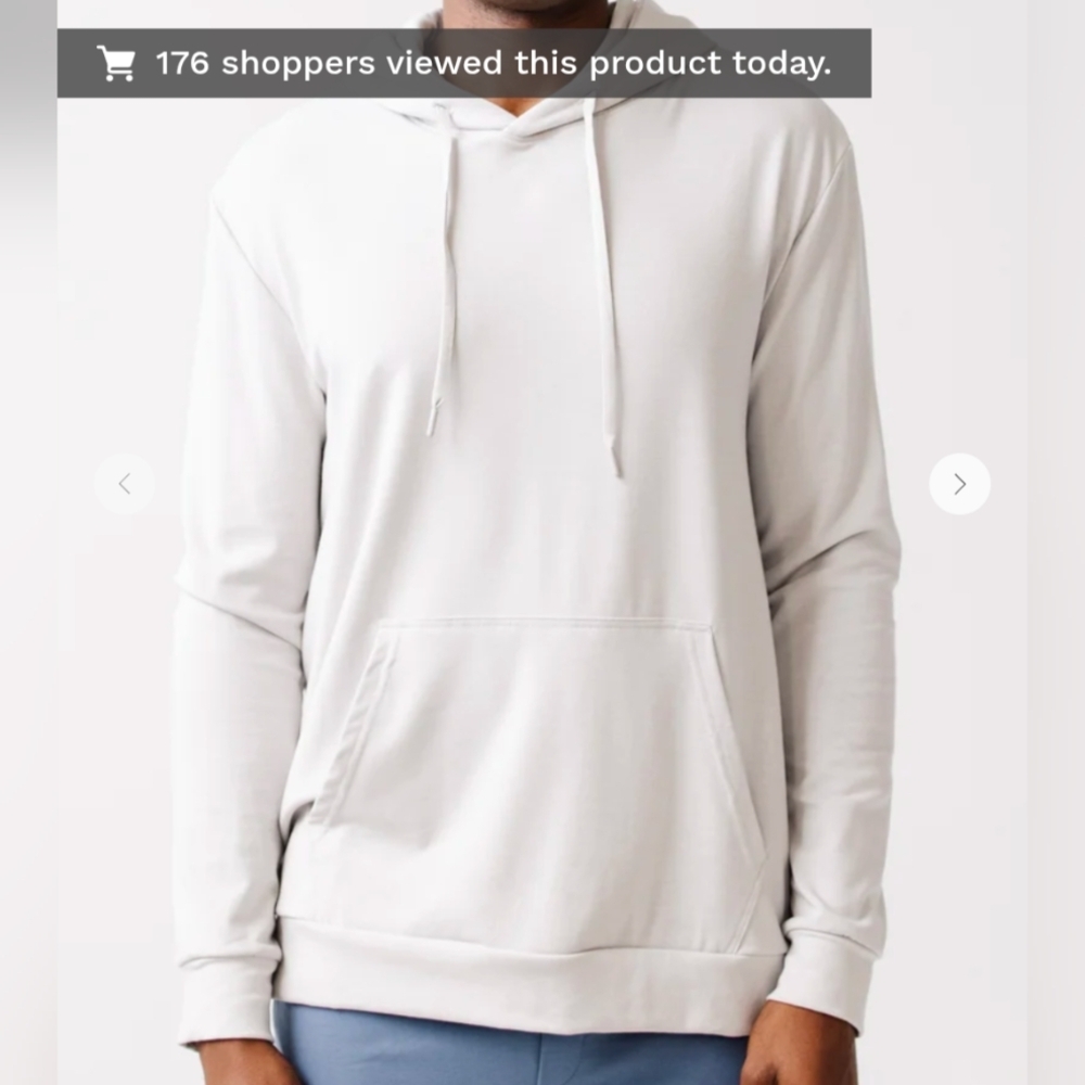 Cozy Earth Light Gray Pullover‎ Hoodie with V-Neck Detail. New. XXL